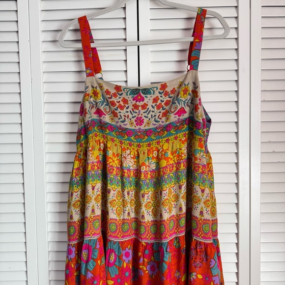 Natural Life Patricia Maxi Dress in Red Mustard Border Boho Festival Size XL - Picture 4 of 16